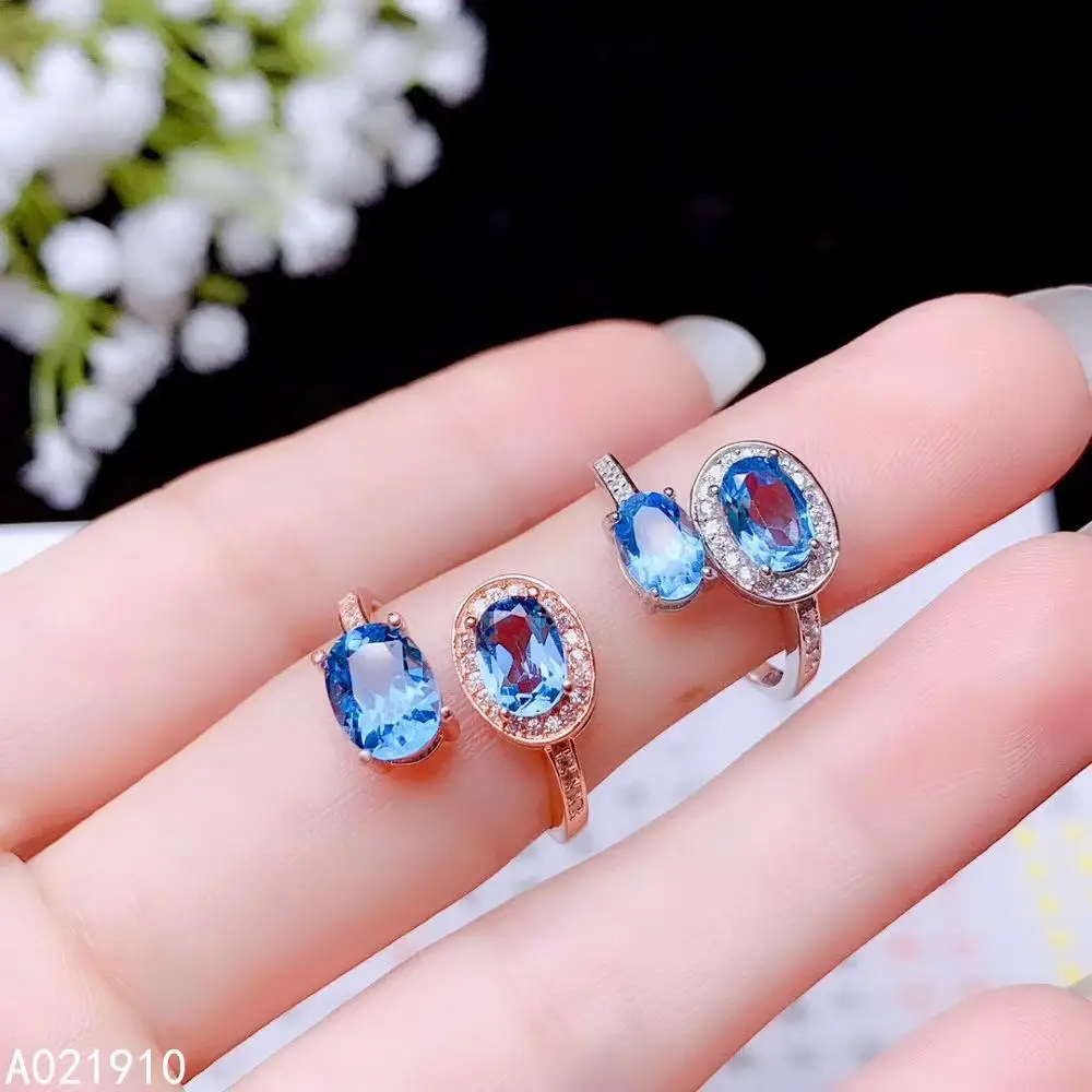 

KJJEAXCMY boutique jewelry 925 sterling silver inlaid Natural Blue topaz ring female support detection noble