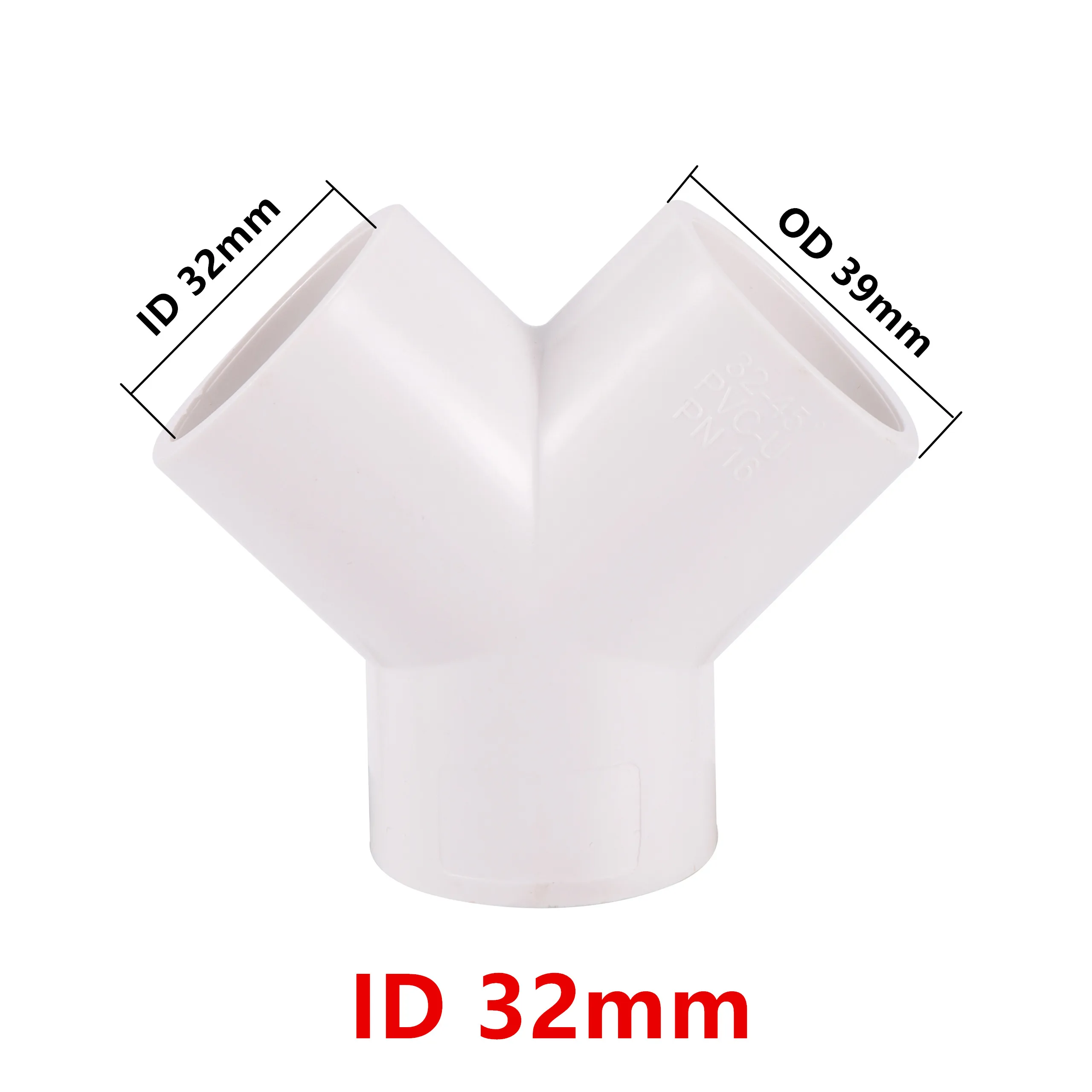 PVC 물 공급 튜브 조인트, Y 경사 3 방향 포크 플라스틱 수족관 파이프 피팅 어댑터, 흰색 티 커넥터, 20-32mm