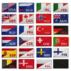 country code Flag Patch Embroidered Russia UK France Spain Netherlands Flag Tactical Military Army Applique stripe Badge