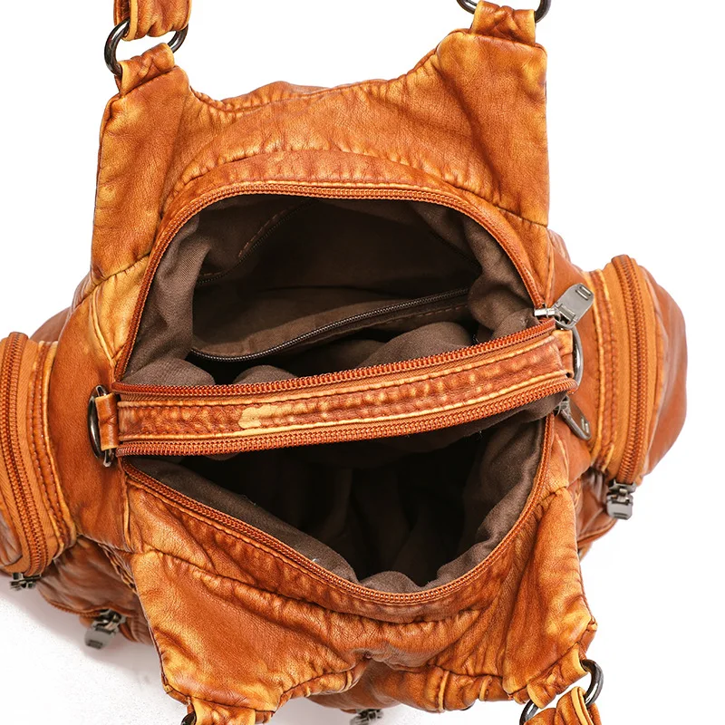 Yogodlns Vintage Weiche PU Leder Schulter Tasche Frauen Große Kapazität Handtasche Mode Umhängetasche Nähte Farbe Griff Tasche sac – Detail 40