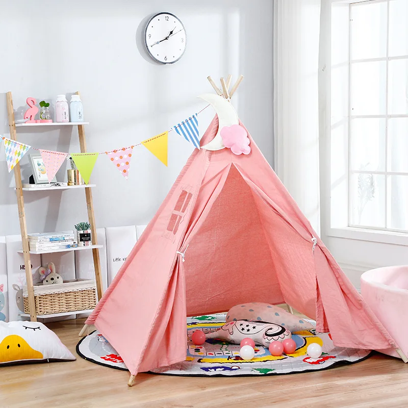 Tienda Tipi para niños, Tipi portátil, casa Infantil para niña, Cabana, decoración, alfombra, luces LED