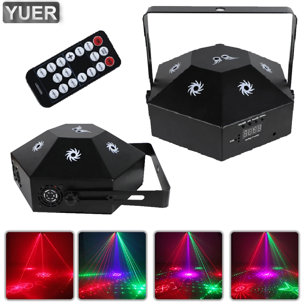 RGB 8 Eyes Hot Wheels Laser Light With DMX512 Voice Control Strobe  DJ Disco Stage Wedding Party Dance Floor Indoor Projector