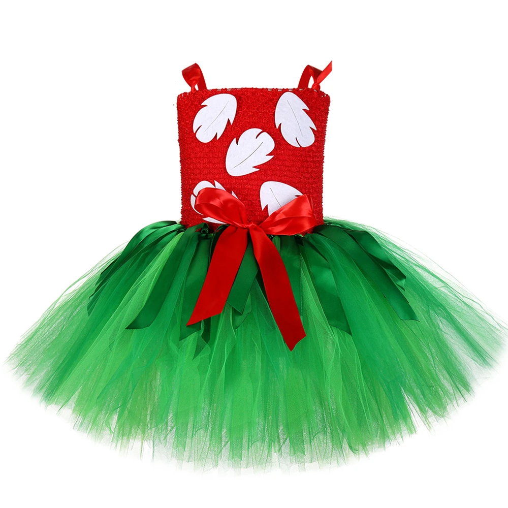 Red Green Hawaiian Girl Dress for Kids Tropical Aloha Style Party Costumes Bohemian Island Holiday Outfit Beach Fancy Tutus