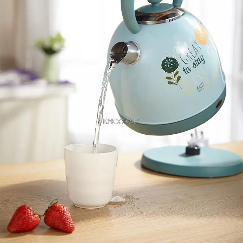 Vintage Pattern Electric Kettle 304 Stainless Steel Quick-Burning Water Boiler  Hot Water Pot  Household Kitchen Appliances