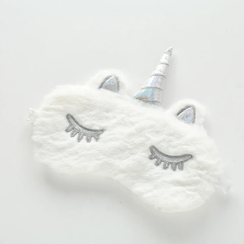 Silver Unicorn Sleep Eye Mask Shade Nap Cover Blindfold Face Ice cream Shading Sleep Cotton Goggles Aid Relax Travel Eyepatch