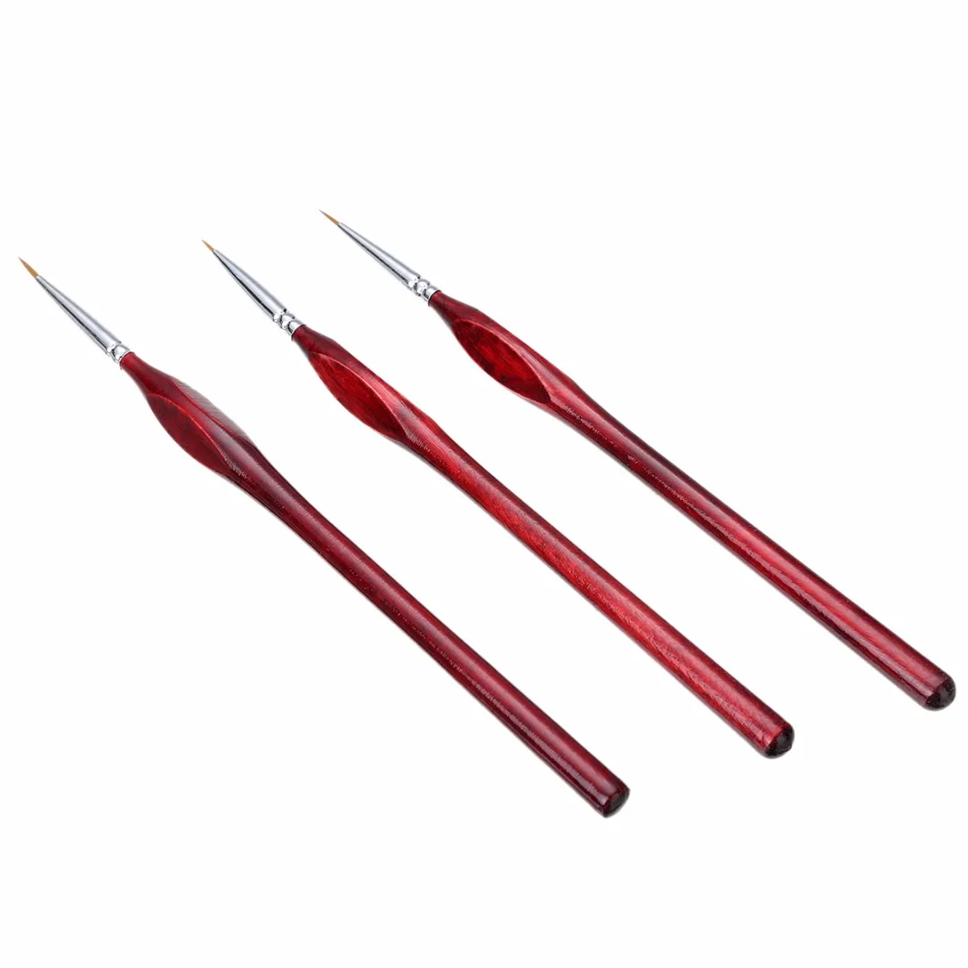 3pcs/Set Sable Hair Paint Brush 0/00/000 Miniature Detail Fine liner Nail Art Drawing Brushes Painting Supplies