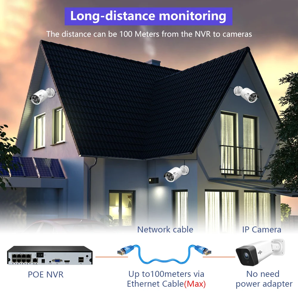 Hiseeu-sistema de cámaras IP de seguridad para el hogar, Kit de videovigilancia de 4MP, 5MP, H.265, 8 canales, POE, NVR, XMEye Pro