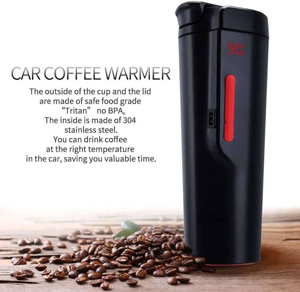 แบบพกพา12V ไฟฟ้าน้ำเครื่องทำความร้อนบ้านดิจิตอลจอแสดงผลฉนวนกันความร้อนแก้ว Universal Leakproof ต้มกาแฟ