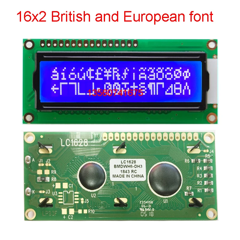 16x2 1602a britânico e europeu fonte display lcd módulo