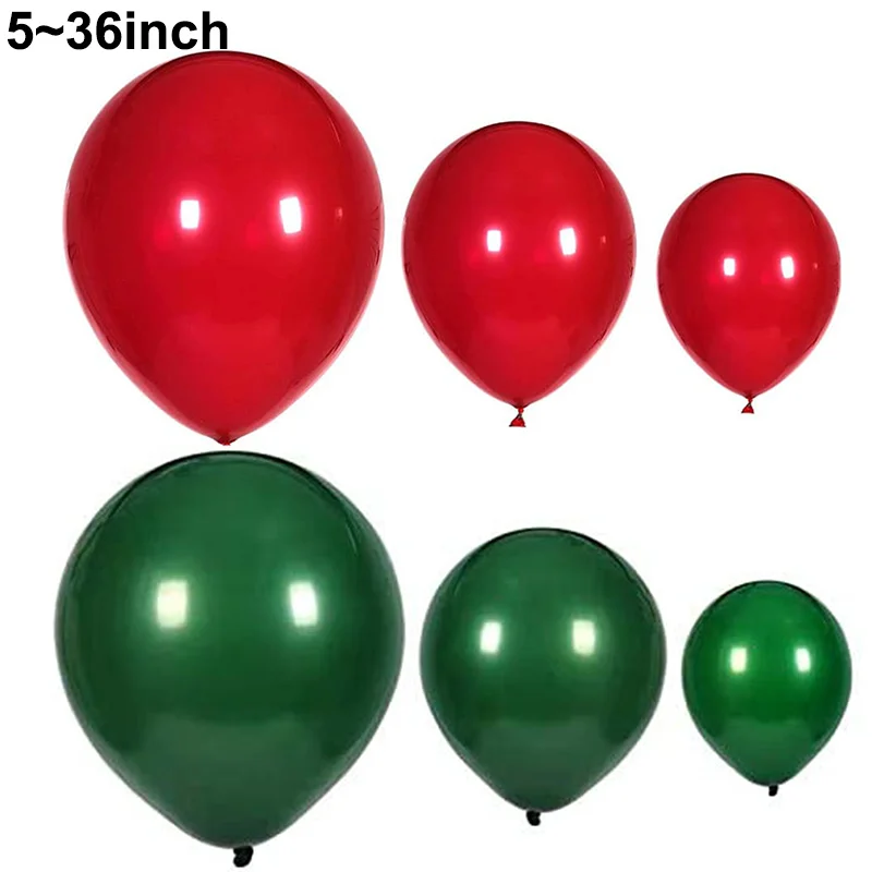 5~36 inch Christmas Decoration Balloons Red and Green Latex Ballon For Xmas Holiday New Year Birthday Party Supplies 12 24 inch