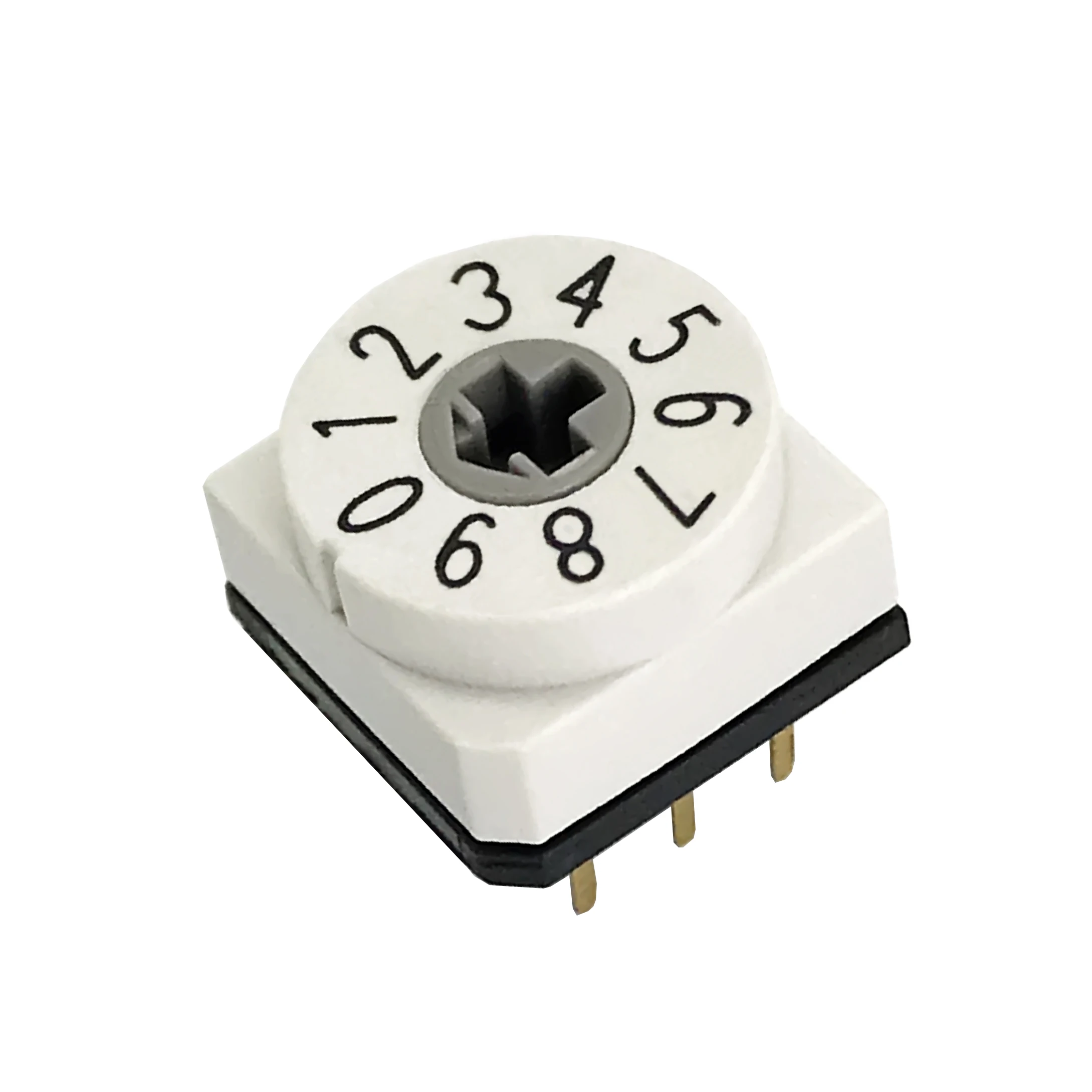 wholesale Free Shipping 10pcs High Quality 10x10 DIP Rotary Coding Switch  Cross Pattern 0-9 6 Pins Knob Caps Can Be Installed