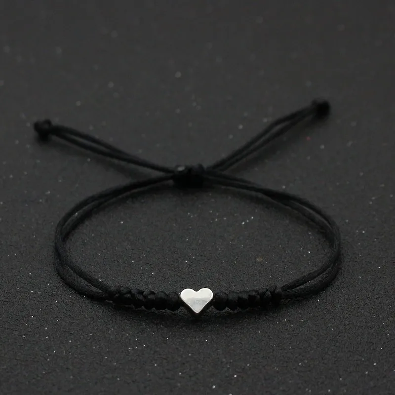 Manual Braided King Kong Knot Bracelets Couple Metal Love Heart Bracelet Men Women Friendship Lucky Bracelet Adjustable Jewelry