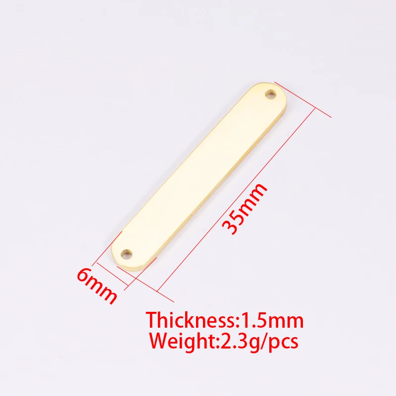 Fnixtar 20 pz/lotto in acciaio inox lucidato a specchio connettore Charms striscia in bianco timbratura rettangolo Charms per bracciali treccia