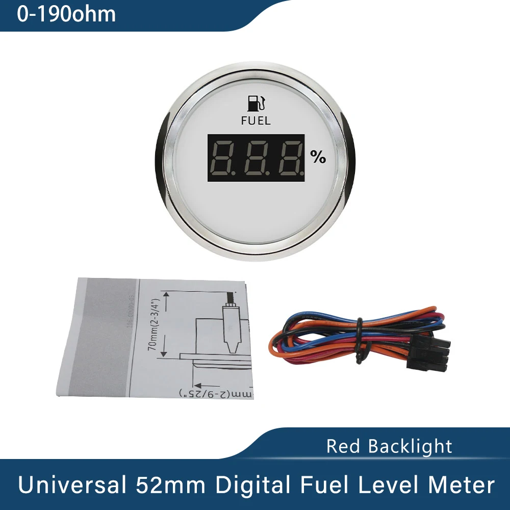 

ELING водонепроницаемый 52 мм цифровой измеритель уровня топлива 0-190 Ом 240-33 Ом сигнал с красной подсветкой для автомобиля лодки 12 В 24 В