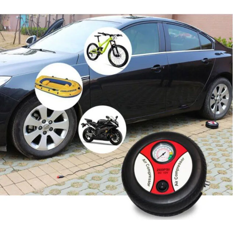 

Portable Truck Bike Motorcycle Car Air Pump 260PSI DC 12V Auto Inflaters Electric Mini Tire Inflator Air Compress Car Auto Pump