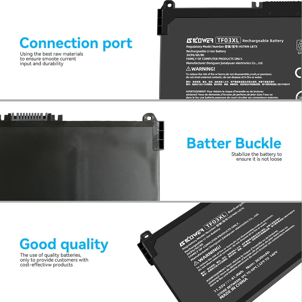 SKOWER 41.9Wh TF03XL بطارية كمبيوتر محمول ل HP جناح 14-bf033TX 14-bf038TX 15-CC563ST HSTNN-LB7X TPN-Q188 15-CC 14-BF سلسلة