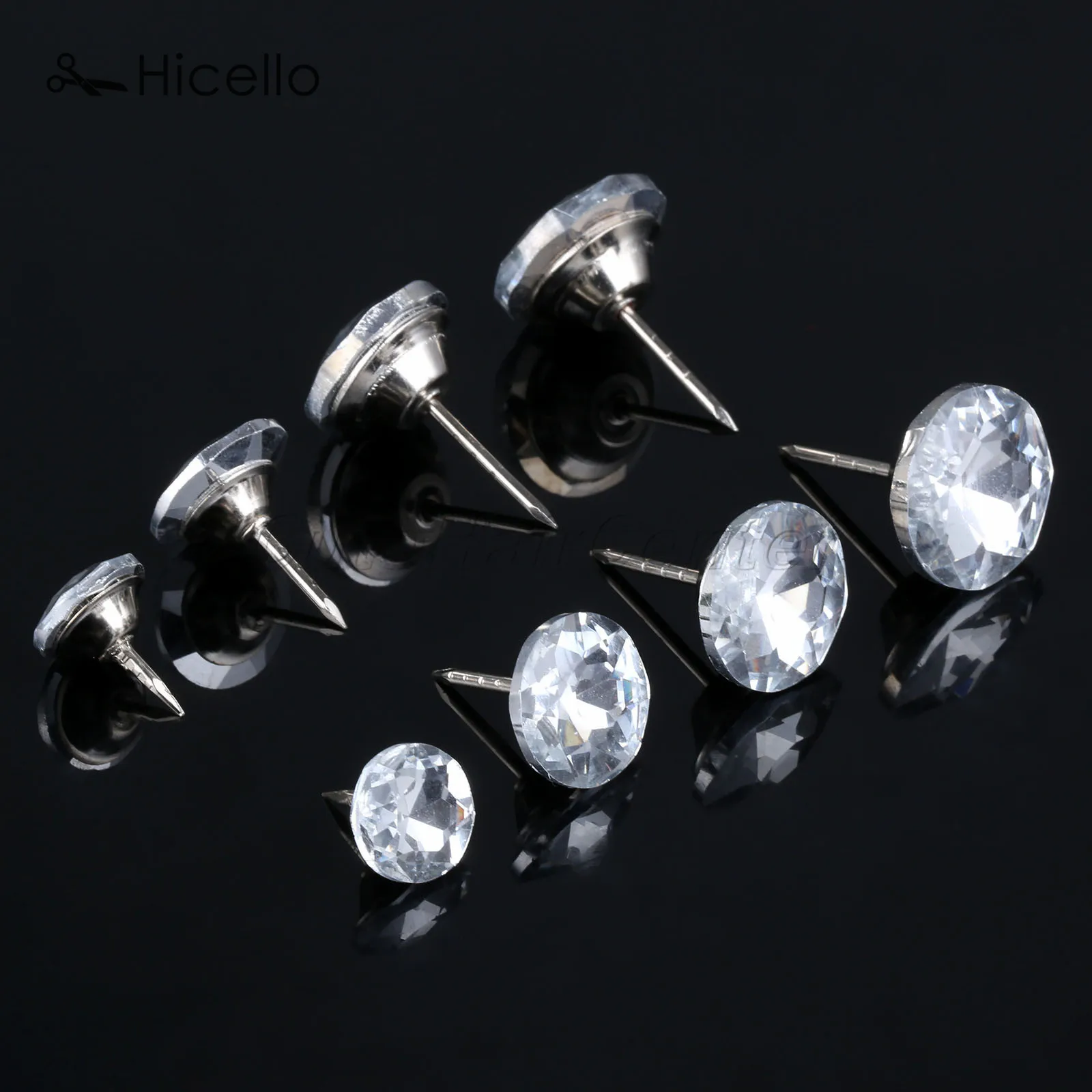 10pcs Crystal Nails Button Upholstery Glass Diamond Tacks Pins Knot 14mm/18mm/20mm/22mm Sewing Furniture Decoration Hicello