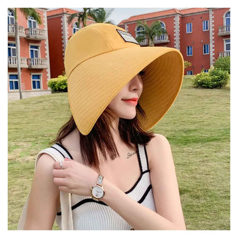 K58 Women\'s hat Summer Hat UV Protection Fashionable Big Brim Sun protectionCap Beach Sunhats Ponytail Hat Travel Visor Panama