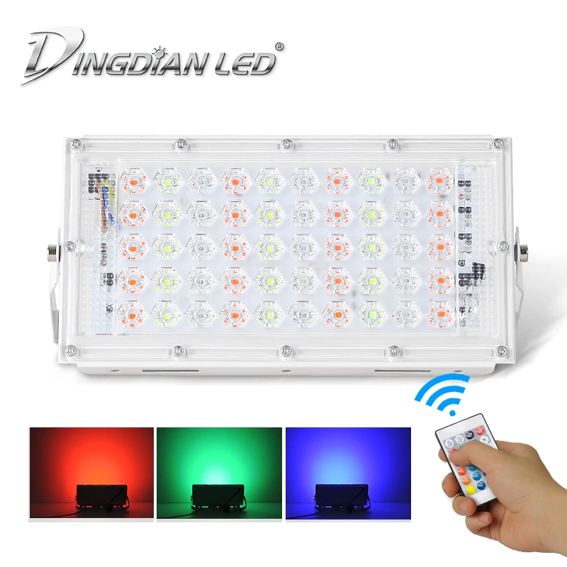 

RGB LED Flood Light 50W AC220V Remote Control Waterproof Colorful IP66 RGB Spot Flood Light Bright Mordern DIY Outdoor Lightings