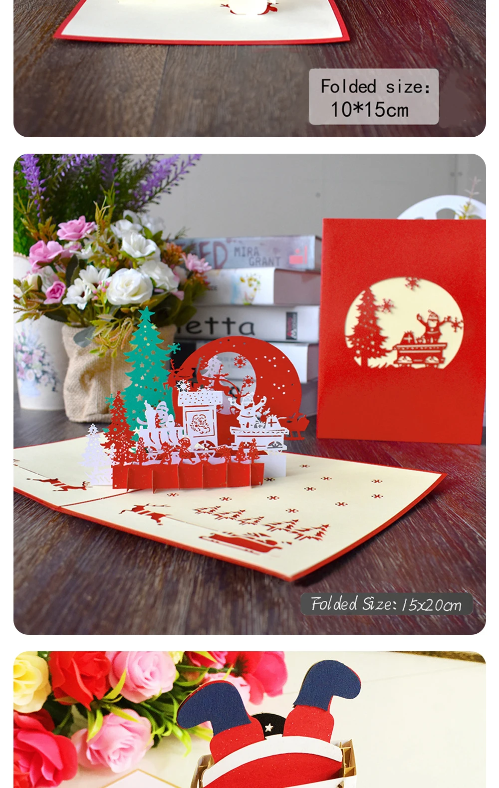 3D Pop-Up Weihnachtsmann-Karten Frohe Weihnachten Grußkarten Partyeinladungen Geschenke Neujahrsgrüße Jubiläumsgeschenke Postkarte – Detail 3