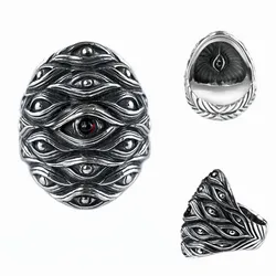 Personality Devil Eye Silver Color Rings for Women Men Adjustable Ring Gothic Punk Style Anime Skull Rings Party Jewelry Gifts