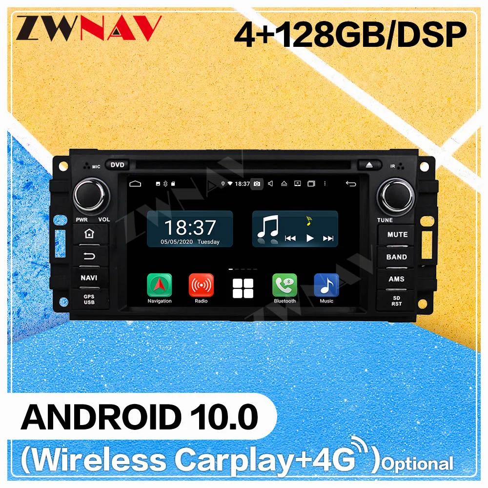 128G Carplay Android10 screen Multimedia DVD Player for Jeep Compass Wrangler universal car GPS Navi Auto Radio Stereo Head unit