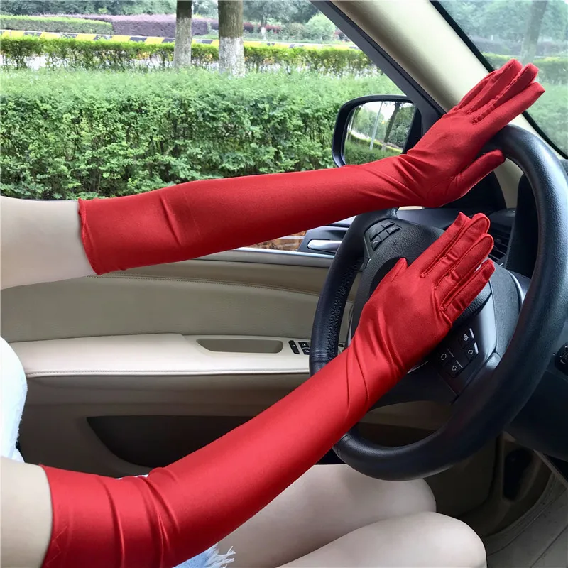 Summer Women Sunscreen High Elasticity Spandex Long Gloves Anti-UV Solid Sexy Drive Etiquette Stage Performance Party Cosplay