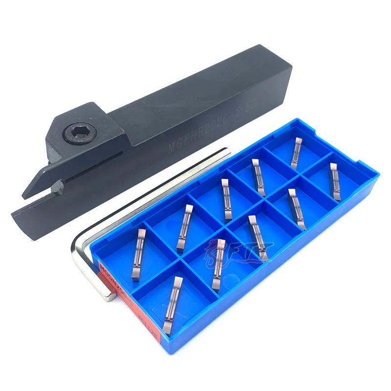 MGGN250 C YC1125 Carbide Inserts High Quality + MGEHR2020-2.5 Lathe Cut-Off Grooving Parting Tool Holder Wrench Turning Tool Set