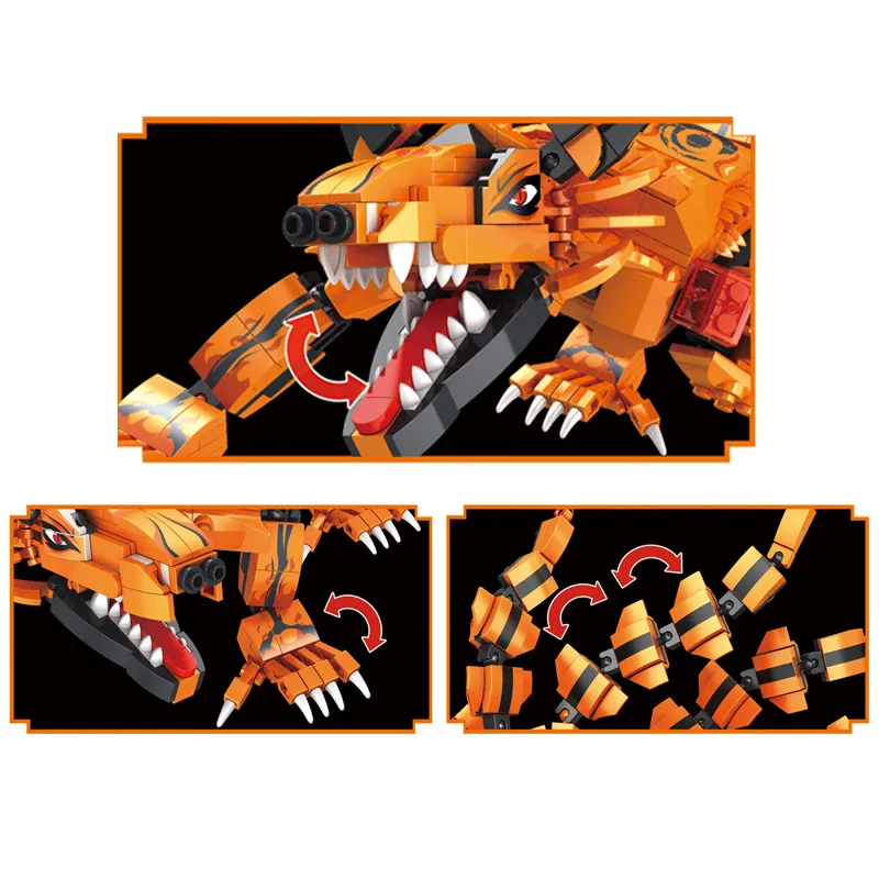 Naruto Bijuu Strongest Kyuubi Kurama Nine Tailed Foxs Building Blocks Kit Bricks Classic Cartoon Anime Movie Model Kid Toys Gift