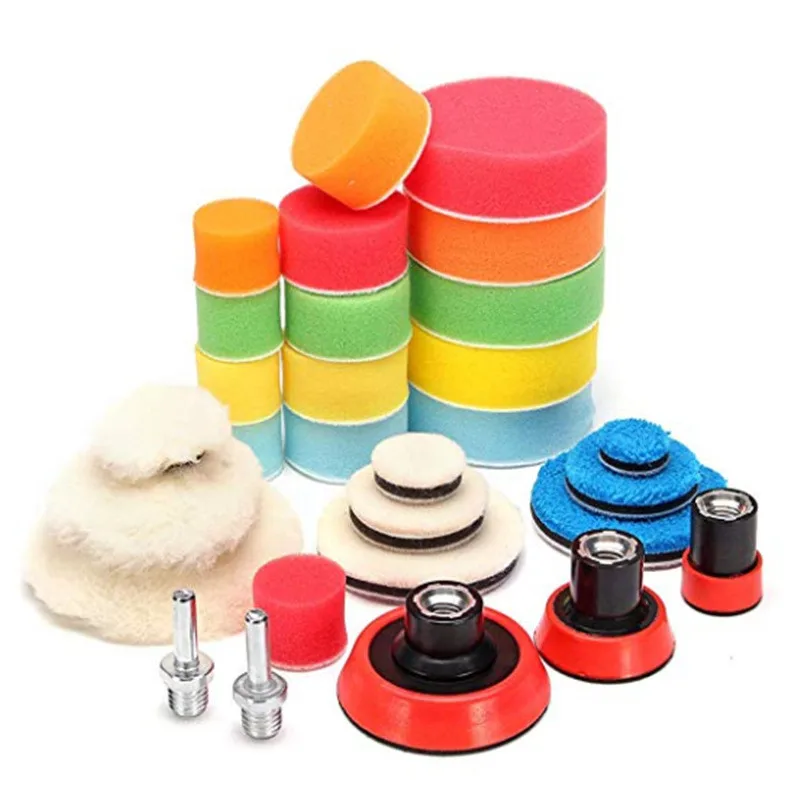 

29pcs 1/2/3inch Car Waxing Sponge Polishing Pad Woolen Pads Detailing Tools Car Accessories Cleaning Disc Repair Tool