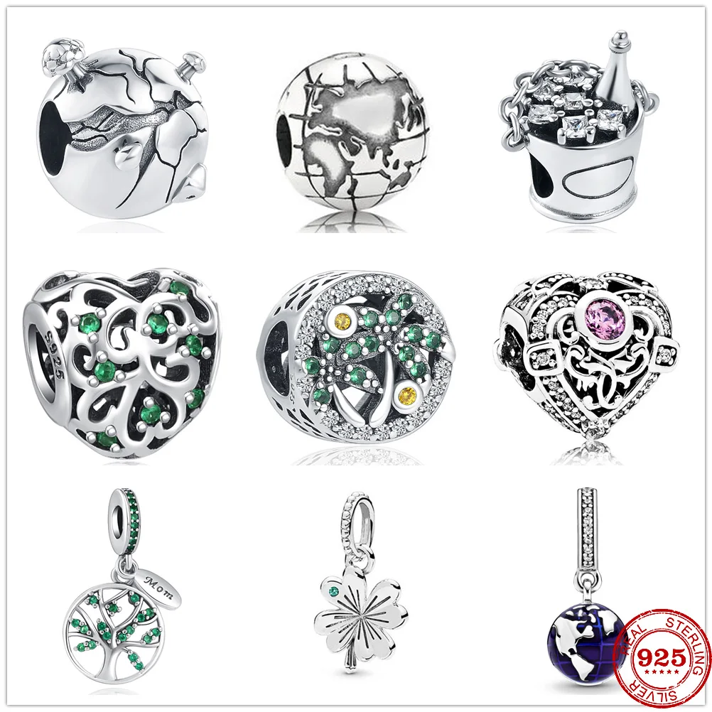 

New 100%925 Sterling Silver Protect The Earth Leaves Tree Charm Fit Original Pandora Bracelet Fashion DIY Jewelry for Women Gift