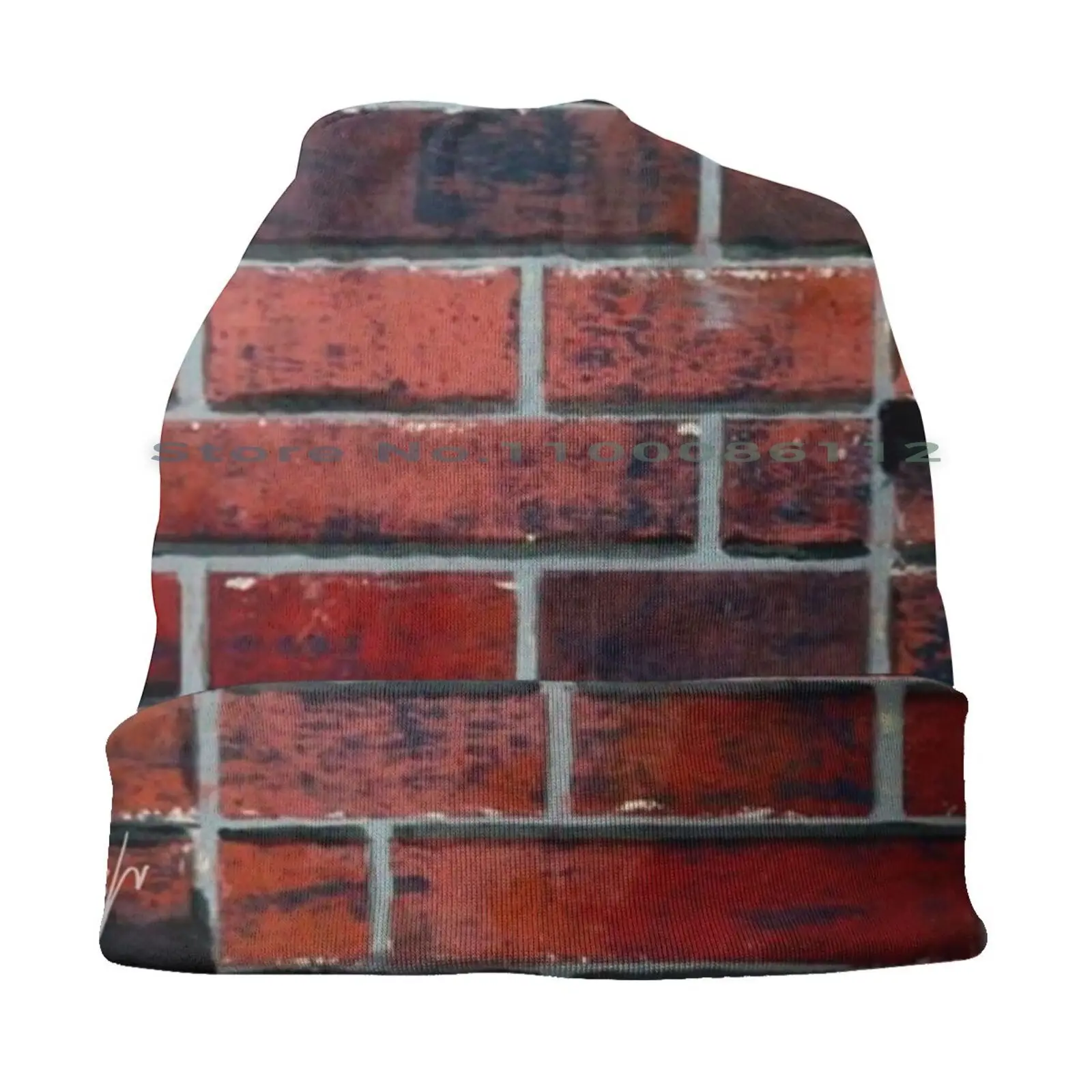 Untitled ( Brick Wall ) Beanies Knit Hat Artist Stone Red Brick Acrylic Illusion Art Scenic Painting Brimless Knitted Hat