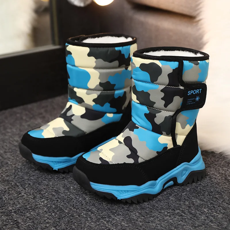 Children Casual Shoes Girls & Boys Non-slip Paw Warm Fur Snow Boots Winter Sneakers Kids Outdoor Footwear Padded Boot Waterproof