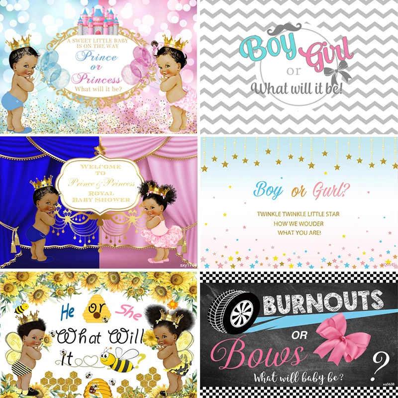 Sensfun 8 Options Gender Reveal Backdrops For Photo Studio Boy or Girl She or He Princess Or Prince Photography Backgrounds