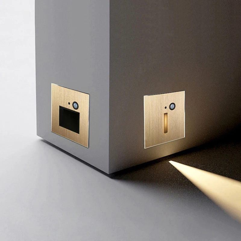 IR Motion Sensor LED Wall Lamp Recessed AUTO ON/OFF FootLight for Step Stair Corner Hallway Staircase Lighting