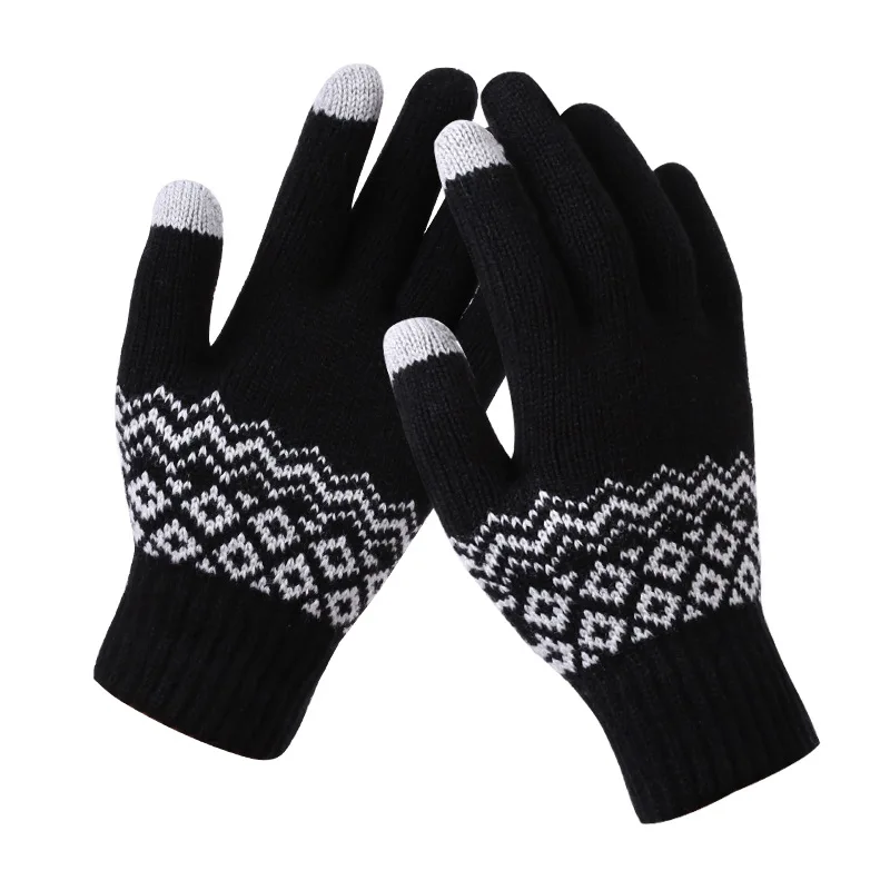 2023 Autumn Winter Warm Thick Men Gloves Winter Cashmere Wool Knitted Gloves Solid Mittens Women\'s Winter Riding Sking Glove