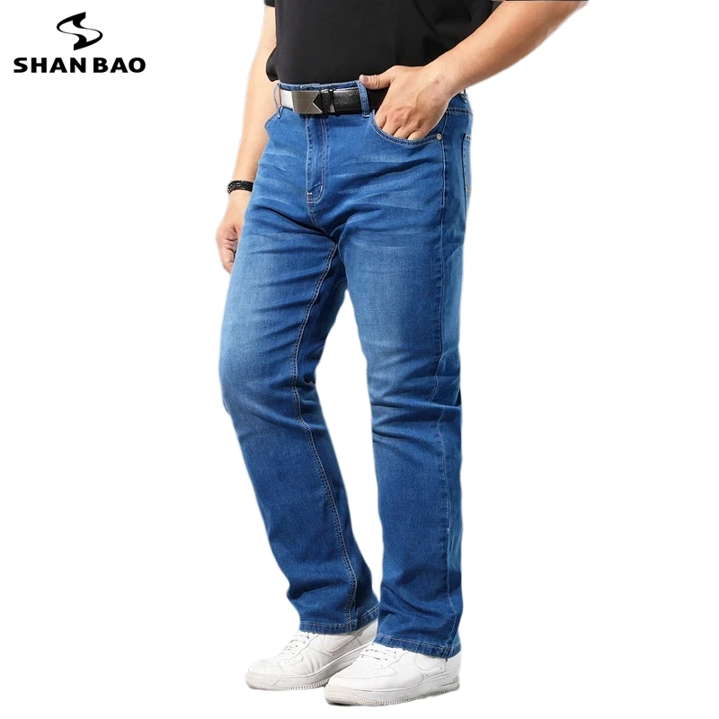 40 42 44 46 48 50 Large size denim jeans classic pocket fashion brand clothing men's straight loose business casual blue jeans