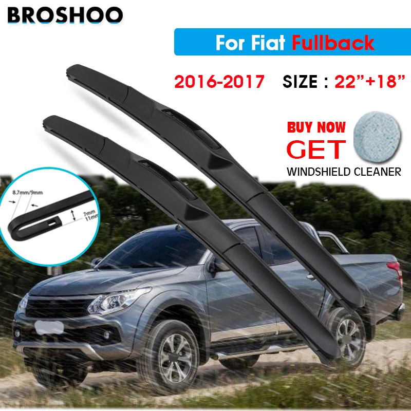 

Car Wiper Blade For Fiat Fullback 22"+18" 2016-2017 Windscreen Windshield Wipers Blades Window Wash Fit U Hook Arms