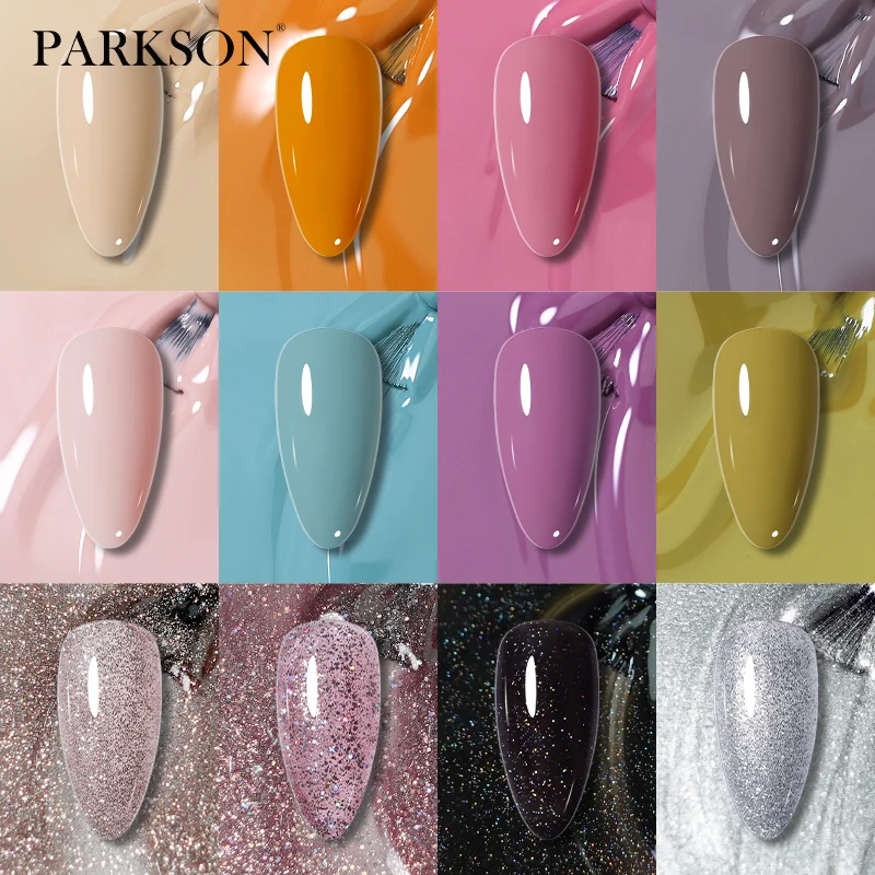 Parkson 12ml Nail Gel Polish Black Glitter For Manicure Semi Permanent Sparkling Sequins Soak Off UV Varnish Nail Art Decoration