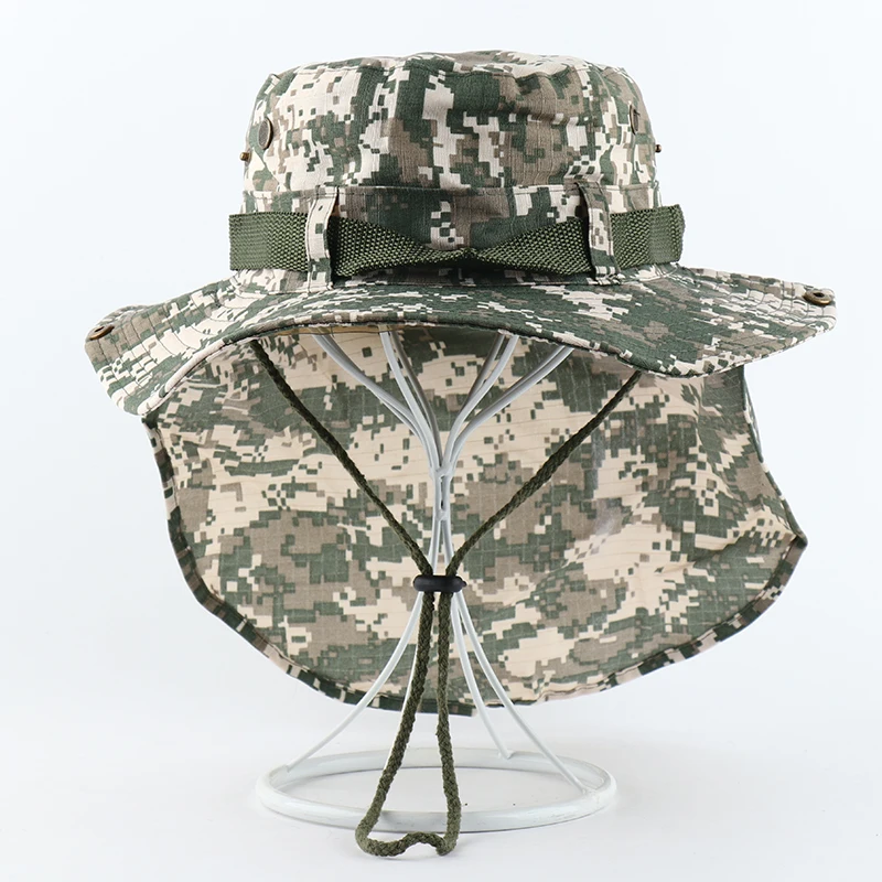 CAMLOAND Mens Buck Hat With Neck Flap Summer UPF 50+ Sun Hat For Women Camouflage Hiking Caps Outdoor Breathable Fishing Hats