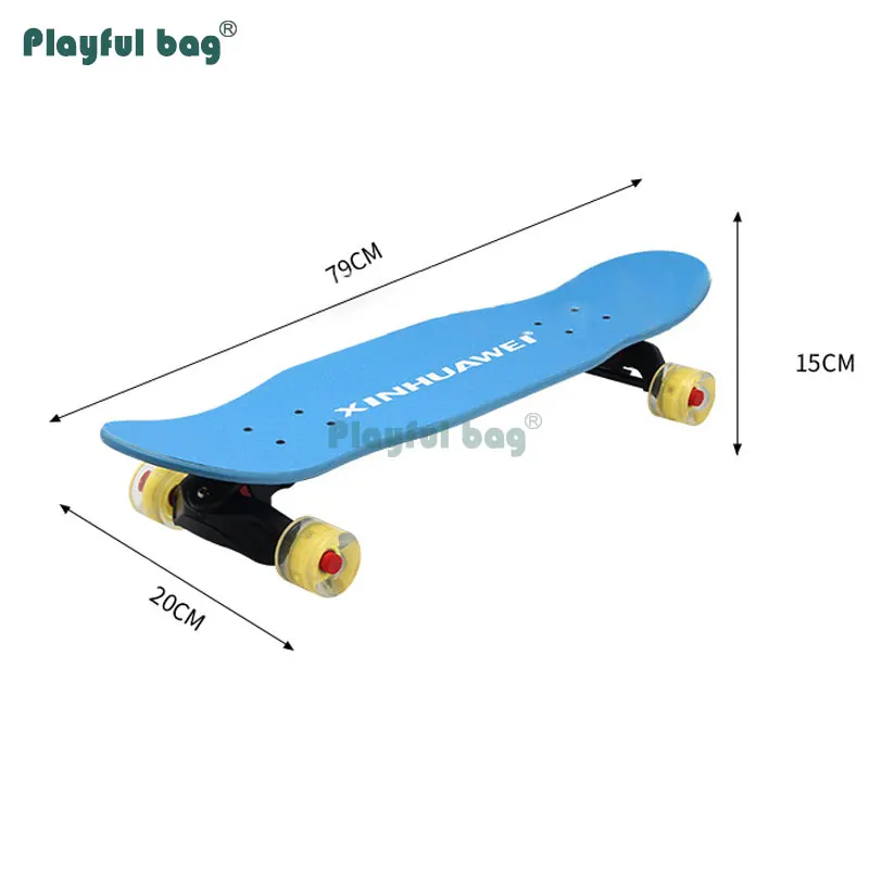 Playful Bag 79CM Four-Wheel Skateboard Durable maple Double Rocker skateboard Flashing Wheels Toys Long Board MA23