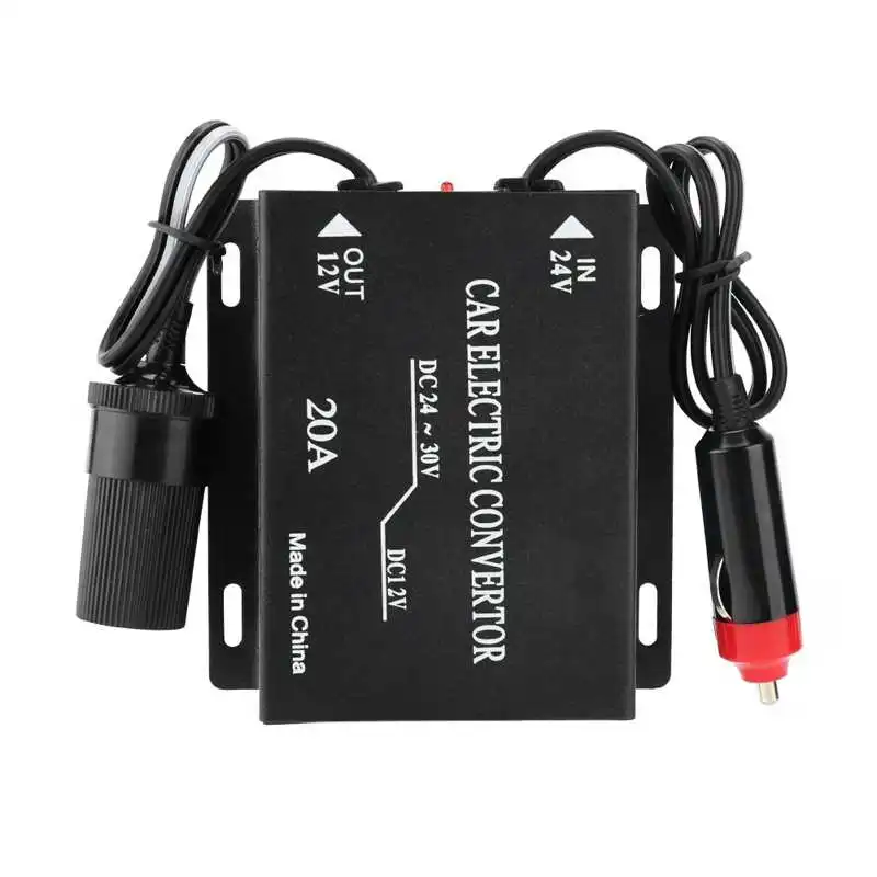 20A Car Power Supply Converter  Transformer 24V To 12V Cigarette Lighter Type