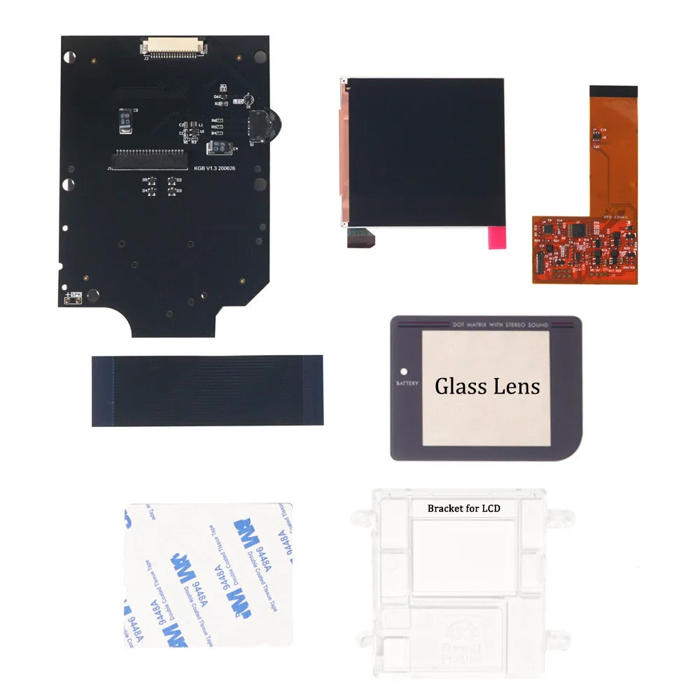لوحة أزرار سوداء/كابل شريطي/شاشة LCD/قوس شاشة LCD/عدسة زجاجية لملحقات مجموعات شاشة LCD GB DMG IPS الكلاسيكية