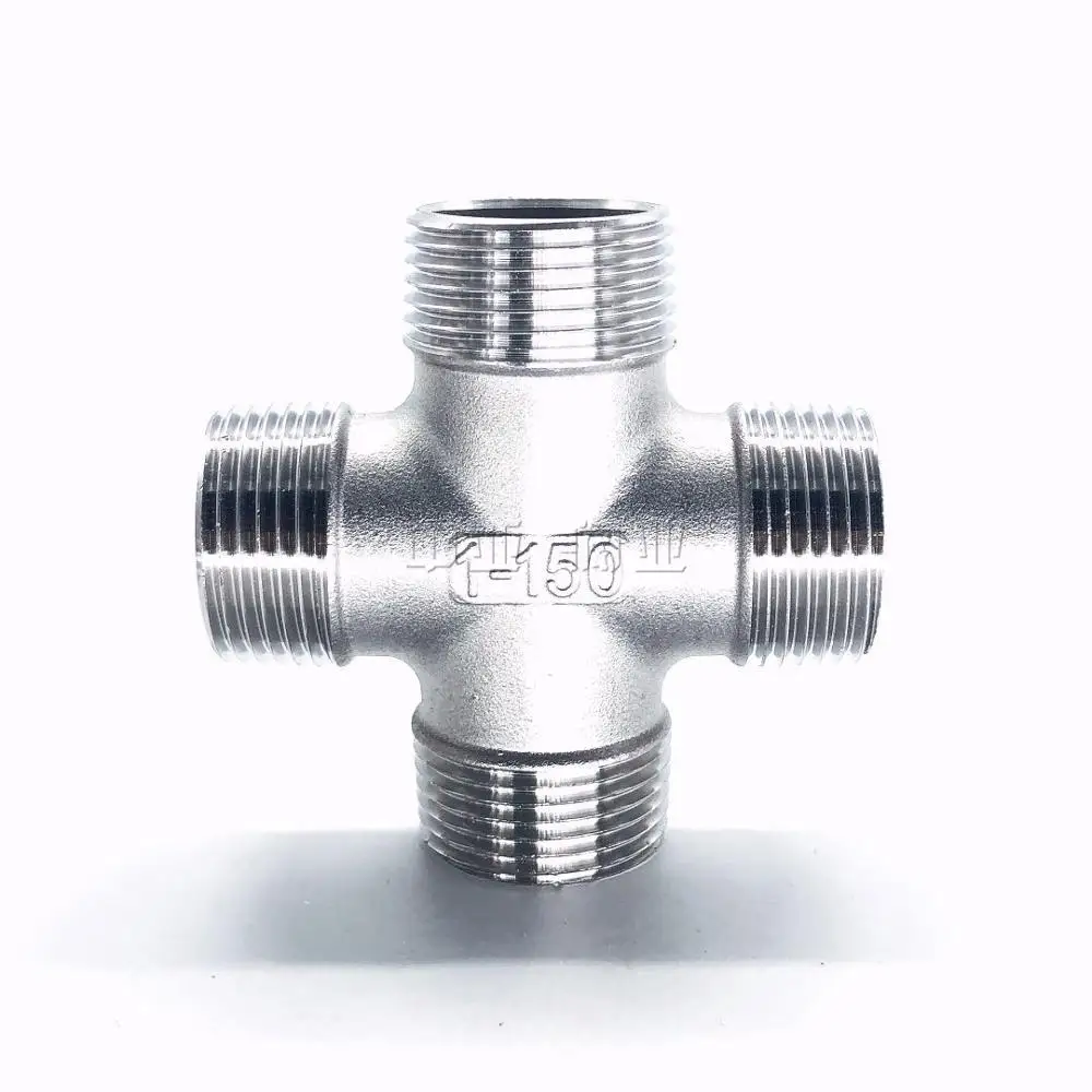 

3/8" DN10 male BSPT Thread Pipe Fitting 4 Way Stainless Steel SS304 Cross Type Coupling Pipe Connector