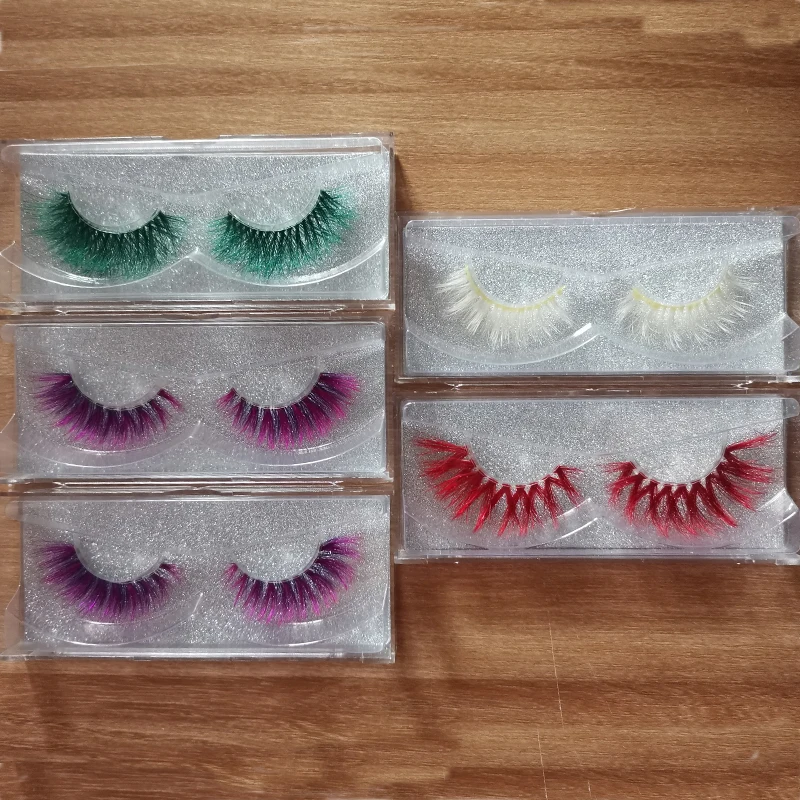 New color 3D luxury mink lashes wholesale natural long individual thick fluffy colorful false eyelashes Makeup Extension Tools