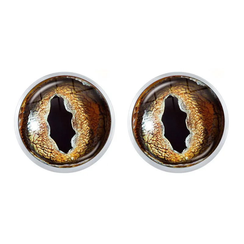 1Pair Dragon Eyes Glass Cabochon Stud Earrings Animal Eyes Dragon Snake Owl Cat Tiger Eyes Earrings Jewelry For Women Girls Gift