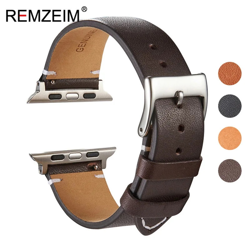 Genuine Leather Strap for Apple Watch Ultra 8 7 SE 6 5 4 3 2 1 Watchband 38 40 41 42 44 45 49mm Men Women Watch Accessory