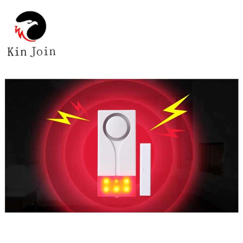 KINJOIN Home Security Alarm Red Flash With Sound Window Door Magnet Sensor Detector Wireless Alarm System+Remote Controller