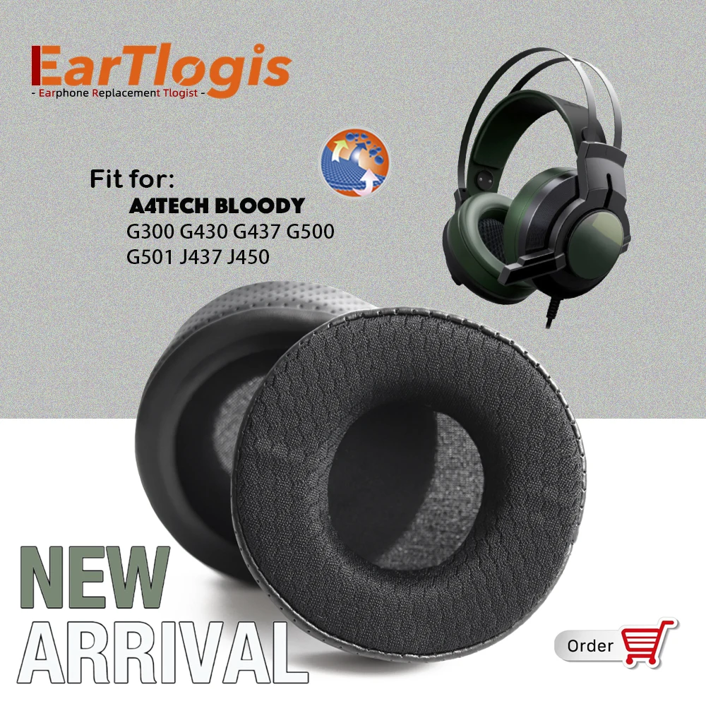 EarTlogis New Arrival Replacement Ear Pads for A4Tech Bloody G300 G430 G437 G500 G501 J437 J450 Headset Earmuff Cover Cushions