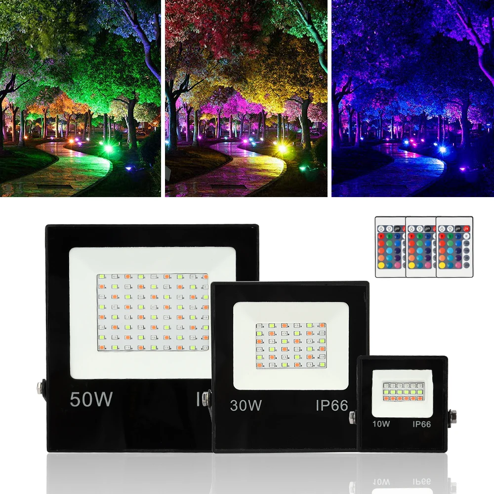 

Led RGB Flood Light 30W 100W 220V IP65 Garden Light RGB Reflector Light With Remote Controller For Courtyard Rockery